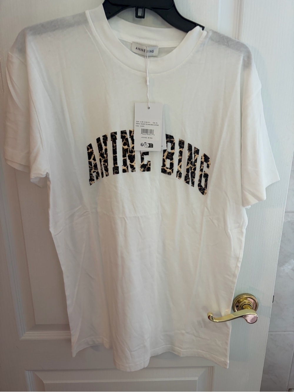 NWT Walker Tee Anine Bing Leopard - Ivory